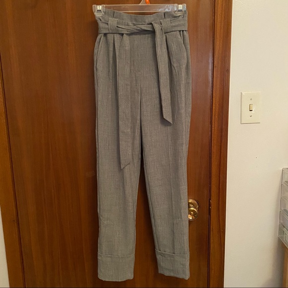 Dynamite Grey High Waist Cuffed Paperbag Pants - Picture 2 of 6